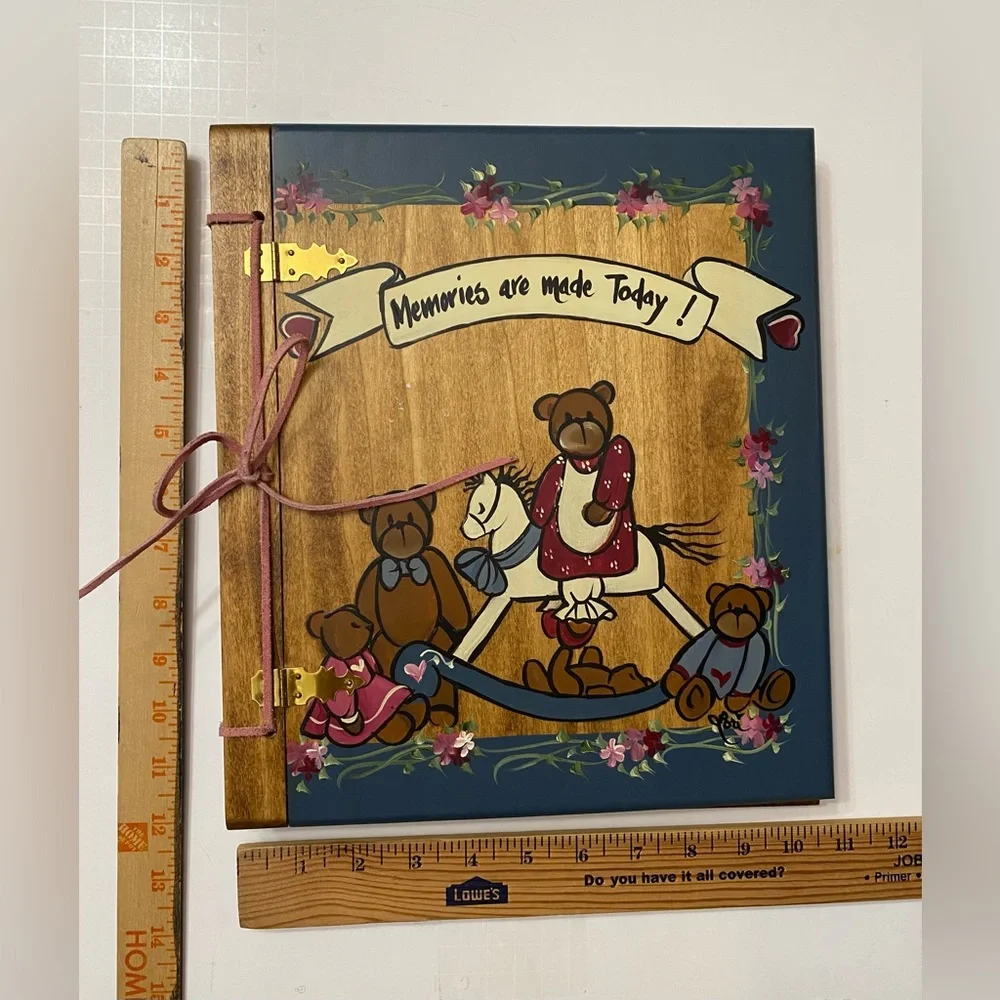 Vintage wood snapshots “ Memories are made Today” blank album for photography.